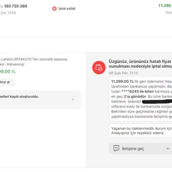 Hepsiburada Kaynaklı Sipariş Sorunu