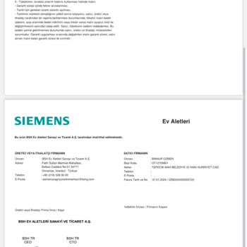 Siemens Ev Aletleri Çamaşır Kurutma Makinesi Teslimat Sorunu