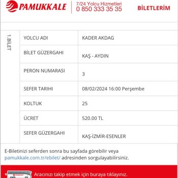 Pamukkale Turizm Pamukkale Firmasının Ekstra Bagaj Ücret Talebi