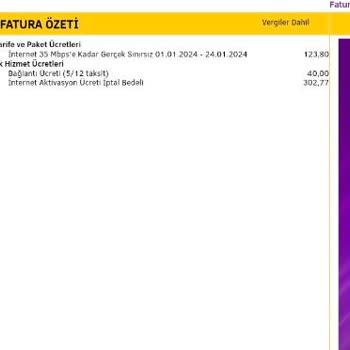 Millenicom Taahhütsüz Faturaya Aktivasyon İptal 302,77 TL Ceza Kesiyor