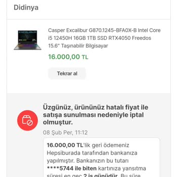Hepsiburada Aldığım Ürünü İptal Etti