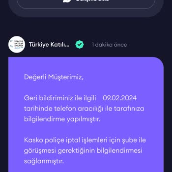 Vakıf Katılım Bankası Kasko Poliçesinin İptal Edilmemesi