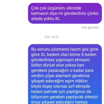 Duygu Aksoy Butik Butikten Yanlış Beden Gönderimi Ve İlgisizlik Hakkında Şikayet