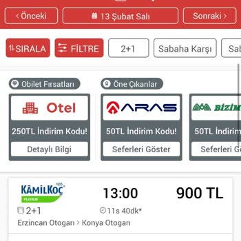 Kamil Koç Düzensiz Bilet Fiyatları