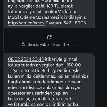 Vodafone Gelen Mesajlar