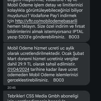 Vodafone Gelen Mesajlar