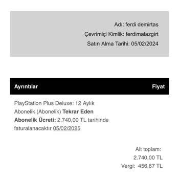 PlayStation Ücret İademi Yapmadı