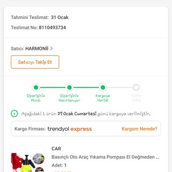 Trendyol Express 27.01.2024 Tarihinde Verdiğim Sipariş 8110493734 Numaralı Teslimat
