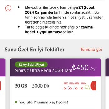 Vodafone Fahiş Fiyat İstemi