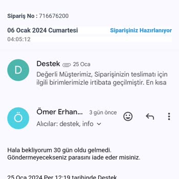 Avansas 30 Günü Aşan Siparişim