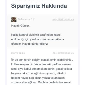 Sefamerve İade Kabul Etmiyor