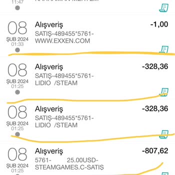 Garantibankası Kartımla Steam Ve Boyner'in Bilgim Dışı İşlem Yapması.