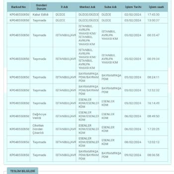 PTT Kargo Dağıtıcısının Çalışmaması Ve Mağduriyetim