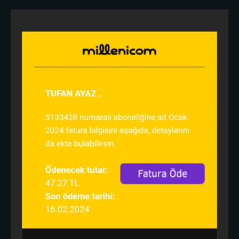 Milleni Tekrar Tekrar Fatura Çıkarıyor