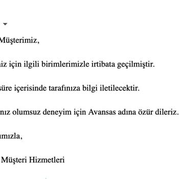 Avansas Müşteri Parasına Çökme