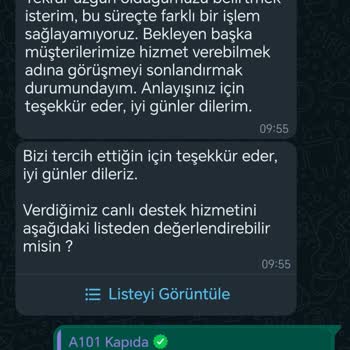 A101 Kapıda Uygulamasından Alığım Ürünün İade Sorunu