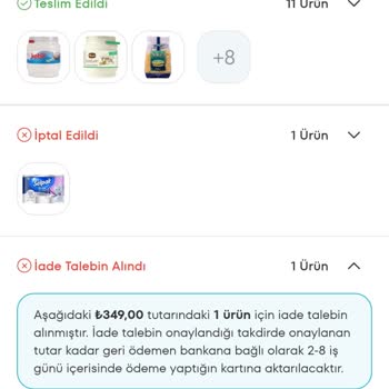 A101 Kapıda Uygulamasından Alığım Ürünün İade Sorunu