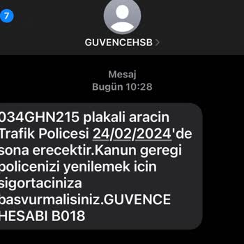 Güvence Hesabı Adına Kayıtlı Olmayan Araç SMS Atıyor.