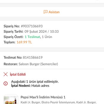 Trendyol Yemek Siparişi Ve İlgilenen Asistanların İlgisizliği