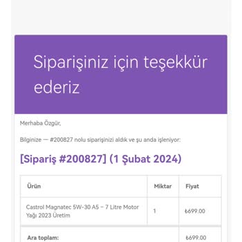 Sanal Yağ Market Motor Yağı Siparişim