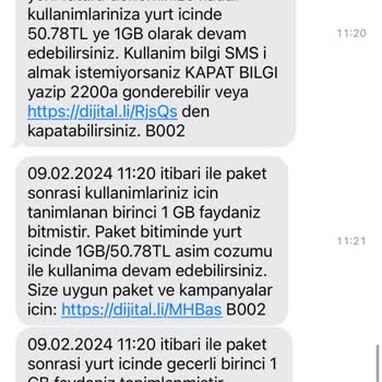 Turkcell 1 Dakika Da 1 GB Ek Paket Harcaması?