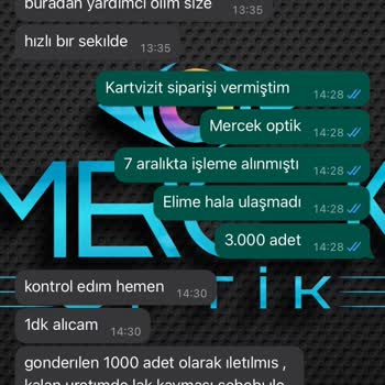 Kartvizit.com.tr 01.12.2023 Tarihinde Verdiğim Siparişler Gelmedi.