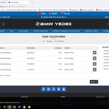 Bmwyedek.com Para İadesi Yapmıyor Oyalıyor...