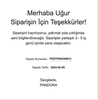 Pandora Mücevher Pandora Siparişe Dönüş Yapmıyor