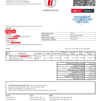 Obilet Uçuş Bilet Faturası