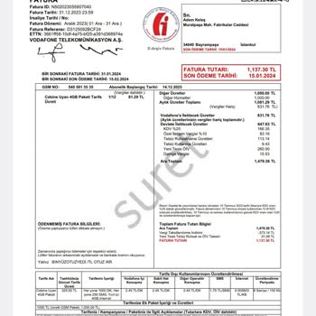 Vodafone Fazla Ücret Talebi