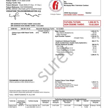 Vodafone Fazla Ücret Talebi