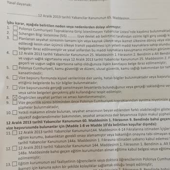 İstanbul Polonya Konsolosluğu Vize Reddi