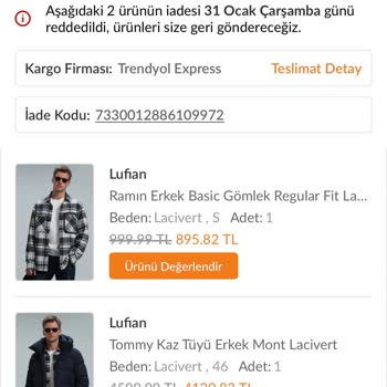 İadesi Reddedilen Ama Geri Gönderilmeyen Ürünler #Lufian #Trendyol