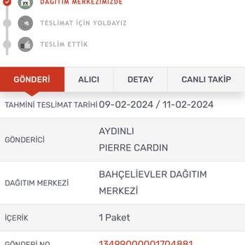 KARGOMsende Pier Cardin Geç Gelen Kargo