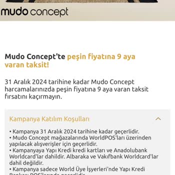 Mavibahçe Mudo'da Peşin Fiyatına Taksit Kampanyası Uygulanmıyor.