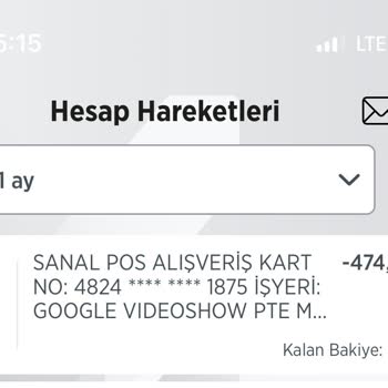 Videoshow Pte Hesabımdan Para Çekti