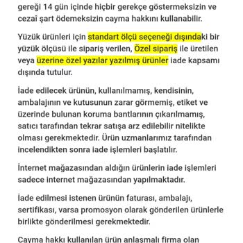 Favori Kuyumculuk Favori Kuyumcu İade Kabul Etmiyor