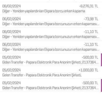 Enpara Yapılandırmada Olan Kredi Borcumun Tümünü Tahsil Etmesi.