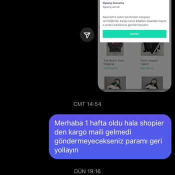 Anforderung der Rückerstattung für nicht versendete Bestellung über Shopier