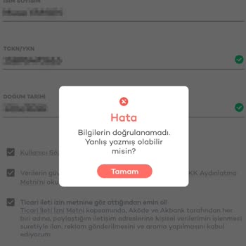 Tosla Kimlik Bilgileri Hata Sorunu