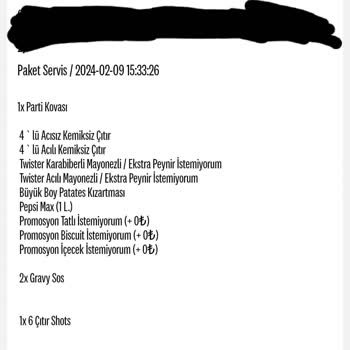 KFC Eksik Ürün Getirilmesi