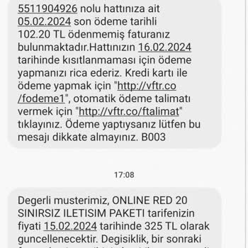 Vodafone Fahiş Zam Artışı (Faturamı 99 TL Den 325 TL'ye Çıkarttılar)
