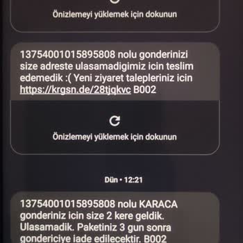 Kargom Sende Firmasından Yapılamayan Teslimat