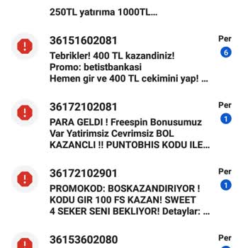 Vodafone Yabancı Numaralardan Gelen Bahis Sitesi Mesajları.