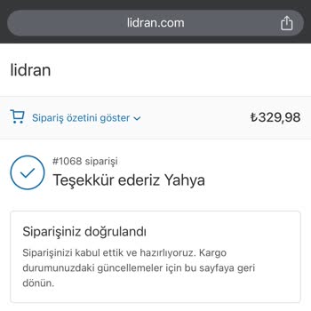 Lidran.com Site Siparişi Göndermiyor