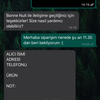Bonne Nuit Pasta Hem Geç Teslimat Hem De Eksik Ürün