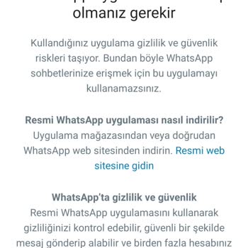 WhatsApp "Giriş Yapmak İçin Resmi WhatsApp Uygulamasına Sahip Olmalısınız"