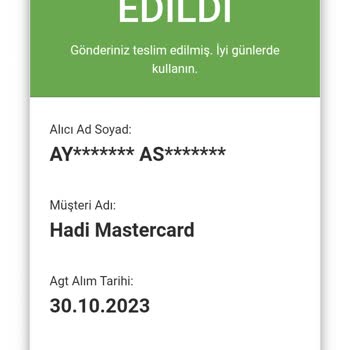 AGT Kurye (aynigunteslim.com) Tarafıma Teslim Edilmeyip Tarafınıza Teslim Edilmiştir Mesajı