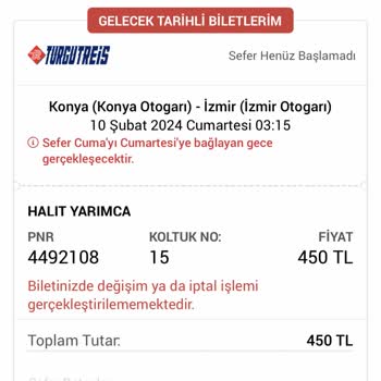 Turgutreis Turizm Otobüs Bileti Değişim Sürecinde Yaşanan Sorun