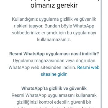 WhatsApp Hatası Veriyor